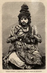En tigger religiøs. Gravering til illustration af rejsen i Indiens meridionalprovinser, af Alfred Grandidier, i 1862-1864, udgivet i "" le tour du monde"", under ledelse af D