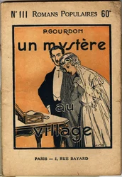 Et ungt brudepar opdager et brev, som glæder konen, men overrasker manden meget. Forsideillustration til den populære roman "Un mystere au village" af P. Gourdon, edition bonne presse, Paris 1923. Selva-samlingen.
