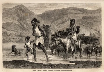 En familie af kabylske hyrder krydser wadi Djema for at gå til Beni Menguellet-marchen, den vigtigste i regionen; familiens overhoved vover først, efterfulgt af hans familie og hans besætning, fårene først og efter dem størstedelen af kvæget. Eng