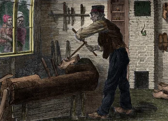 En sabotør på arbejde i sit værksted i Belgien, I "" Le journal de la jeunesse 1888"".