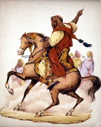Abd El Kader (Abd El-Kader) (1807 - 1883), arabisk emir af Algeriet. 1800-tallets litografi.