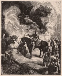 Afrikanske tropper kvæler algeriere i en grotte under erobringen af Algier-regentens område i 1844-45