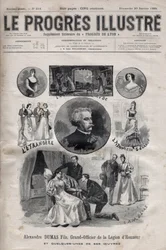 Alexandre Dumas Jr. - Storofficer for Æreslegionen og nogle af hans værker - indgravering i "Le Progres illustrious"" fra 1895