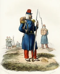 Algerie, let infanteri fra den franske hær i Afrika under ekspeditionen i 1830. I "" Storia d