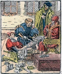 Amputation af et ben i det 16. århundrede.