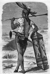 En indfødt Dayak bosiddende i Saravak, Malaysia i det 19. århundrede i "Youth Journal" fra 1888.