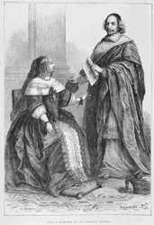 Anne af Østrig og kardinal Jules Mazarin (1602-1661) - Grav., i "Histoire de France fra de fjerneste tider indtil 1789" af M. Guizot
