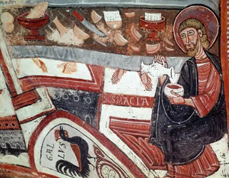 Apostel serverer vin, detalje (fresco
