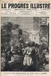 Omkring en udendørs restaurant i Lahore, Pakistan - cover af "The illustrious progress"" fra marts 1899 -