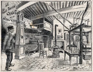 Atelier de Canut a Lyon - den ældste canut i Grand Cote siden 1814 gravering i "Le Progres illustrious"" fra 1895