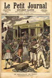 Ved at angribe et tog af røvere i nærheden af Cherkessklui, efter at have organiseret afsporingen af konvojen, fanger Athanos og hans røvere passagererne for at bytte dem til et nag. Indgravering i "" Le petit journal"" 20/06/1891. Selvas samling.