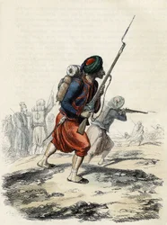 Bataljon af Zouaves fra den franske Armee, sammensat af indfødte, dannet af general Clausel i 1830 til ekspeditionen af Atlas til Algeriet, I "" L