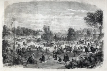 Smukke dage på Bois de Boulogne i Paris. Indgravering i "The Illustrious Universe"