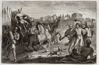Bible of Royaumont, Det Gamle Testamente: Ophøjelse af Josef. Josef er opvokset i herlighed. Illustration fra 1811.