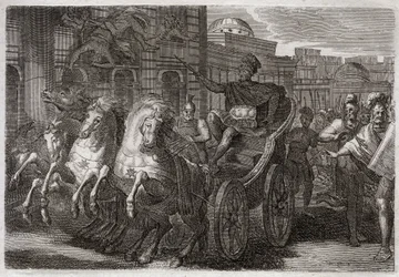 Bible of Royaumont, Gamle Testamente: Jezabel spiser hunde. Jehu får Jezabel smidt ud af et vindue, og hun bliver spist af hunde. Illustration fra 1811.