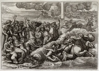 Bible of Royaumont, Det Gamle Testamente: Farao sænker sig i Det Røde Hav. Moses