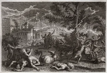 Bible of Royaumont, Gamle Testamente: Egyptens ti sår. Illustration af 1811.