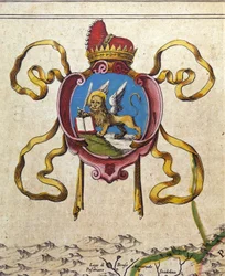 Blazon af Republikken Venedig dekorerer løven af Sankt Markus. 19. århundrede