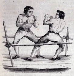 Bokserne Daniel Mendoza (1764-1836) og Richard Humphries (Humphreys) i 1790. Indgravering af det 19. århundrede