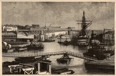 Brest - Den militære havn - Finistere - Bretagne - indgravering i "" PATRIE"" - PECTURESSE BESKRIVELSE AF FRANKRIG I 6 BIND AF LUCIEN HUARD - slutningen af ​​1800-tallet