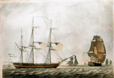 Britisk fregat i det 18. århundrede (tryk fra det 19. århundrede)