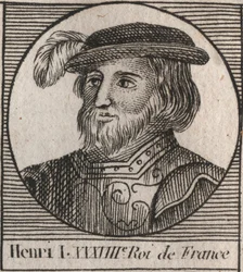 Capetians dynasti: Portræt af Henrik I (1009-1060), frankernes konge fra 1031 til 1060 - Henrik I (1009-1060) konge af Frankrig - gravering fra "Instruction sur l