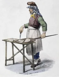 Ostehandler i Italien - litografi