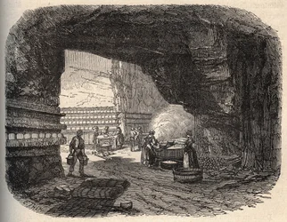 Oste - roquefort kældre - gravering i "" PATRIE"" - BESKRIVELSE PECTUREQUIREQUE DE LA FRANCE I 6 BIND AF LUCIEN HUARD - slutningen af 1800-tallet