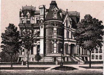 Chicago, USA: Udsigt fra hjørnet af Prairie Avenue og 22nd Street. i "" Verden illustrerer 168 visninger"" Udateret (slutningen af det 19. århundrede)