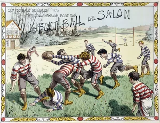Børn spiller rugby - tegning, slutningen af det 19. århundrede