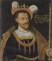 Christophe de Baviere (Christophe III roi de Danemark, Suede et Norvege) - Christopher af Bayern (1416-1448), konge af Danmark, Sverige og Norge, Anonym . Olie på lærred. Mål: 78x56 cm. Nationalmuseum Stockholm