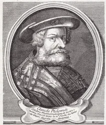 Claude Ptolemæus (v. 90 - v. 168), græsk astronom, matematiker og geograf. Indgravering af det 19. århundrede.