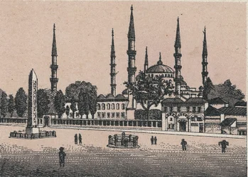 Konstantinopel, Tyrkiet: udsigt over Sultan Achmeds moske (Sultan Achmeds moske). i "" Verden illustrerer 168 visninger"" Udateret (slutningen af 1800-tallet)
