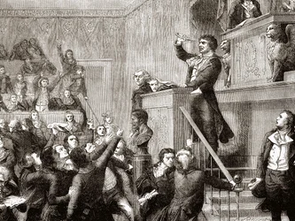 Konvention af 21. september 1792: Jean Paul Marat ved podiet - grav. i ""History of France"" af Hennri Martin