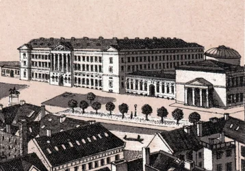 København, Danmark: udsigt over slottet Christiansborg (Slot Christiansborg i København). i "" Verden illustrerer 168 visninger"" Udateret (slutningen af 1800-tallet)