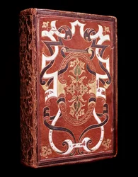 Kopi af Bibelen på latin tilhørende John Grolier de Servieres (1479-1565), tresorier og bibliofil, til det røde maroquinbind (Bibel med Grolier bogbind) Chantilly musee Conde