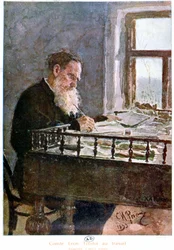 Grev Tolstoj skriver - akvarel efter naturen