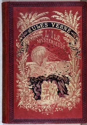 Omslag til bogen "Den mystiske ø" af Jules Verne.