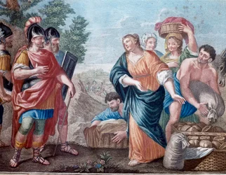 David et Abigail (Abigail, Abigail) Litografi af det 19. århundredes Milano, privat samling