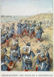 Franskmændenes landgang ved Sidi - Ferruch, Algeriet, 14. juni 1830 - i "" Histoire de France""