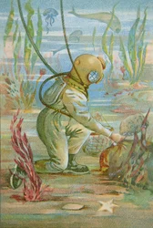 Deep Sea Diver, ca. 1890 (farve litho)