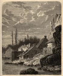 Douarnenez - Finistere - Bretagne - gravering i "" PATRIE" - BESKRIVELSE PECTURESSE DE LA FRANCE EN 6 BIND AF LUCIEN HUARD - slutningen af ​​1800-tallet