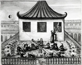 Solformørkelse - i "" Voyages of the kingdom of Siam, historisk fra 1688"".