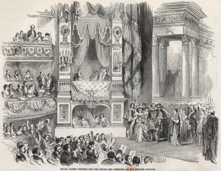 Elisabeth Rachel Felix, kendt som Mademoiselle Rachel (1821-1858), fransk tragedienne, før Napoleon III på Theatre Francais i 1852 - På tærsklen til proklamationen af det andet imperium erklærede Rachel på Theatre Francais den 22. oktober 1852