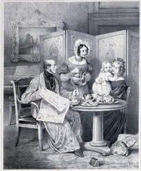 Engelsk par tager te - 1800-tallet.