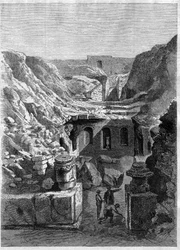 Udgravninger foretaget i Senlis i 1868 - opdagede romerske arener omkring byen - Indgravering af 1868