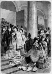 Forlad en forestilling på boulevard des italiens i Paris. Gravering i "" L