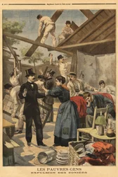 Udvisning og element af kasernen opstillet på den militære zone ved Gentilly-porten. Illustration i "" Le petit journal"" 23/06/1895.
