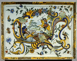 Fajancefad, der repræsenterer en vildsvinejagtscene - 1600-tallet - Paris, Musée Du Louvre
