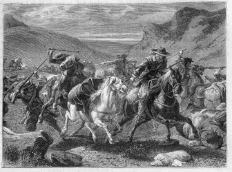 Falske sauniers (False sauniers) angreb i et baghold af kongens soldater - i "" Industriens vidundere"" af Louis Figuier